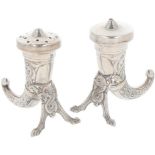 (2) piece salt & pepper set silver.