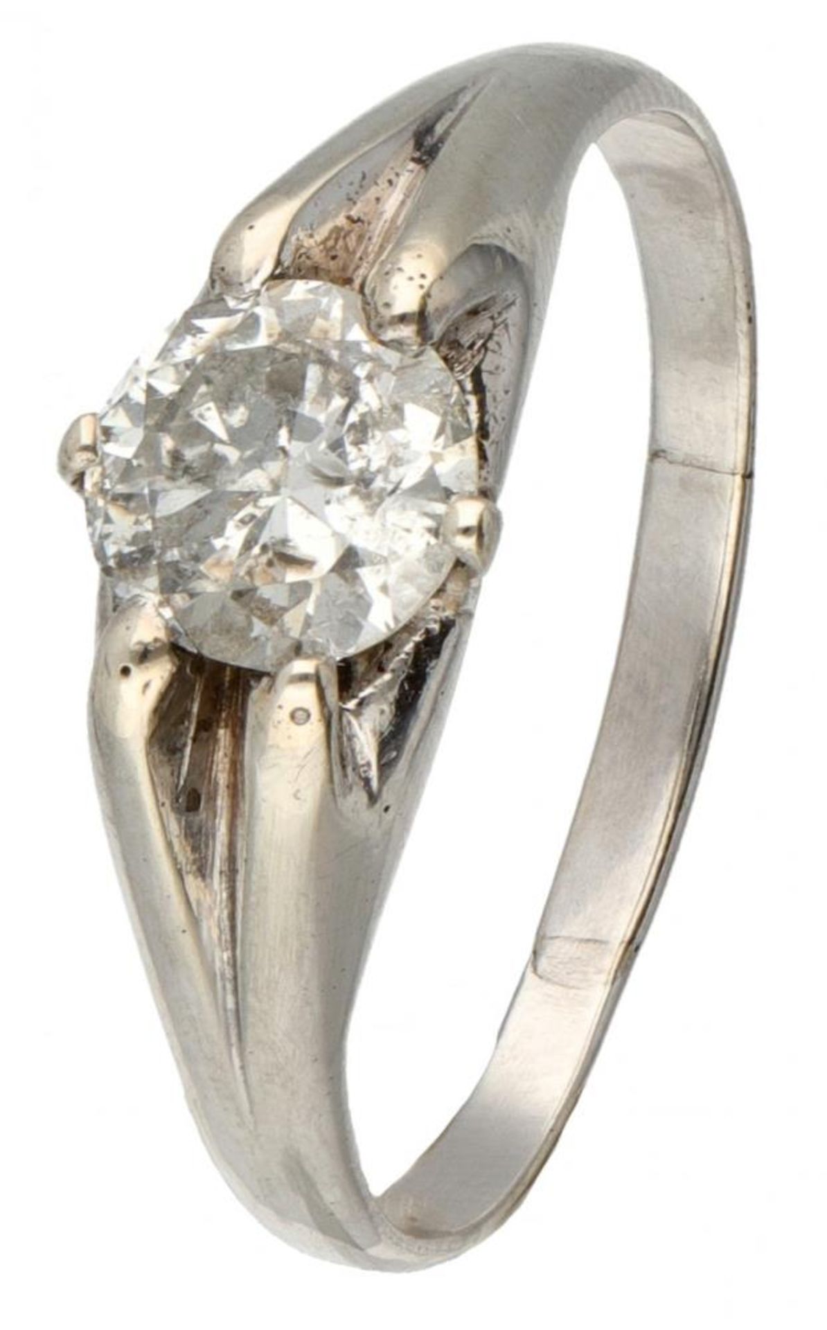 14K. White gold solitaire ring set with approx. 0.93 ct. diamond.