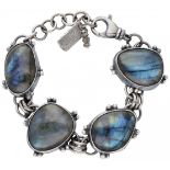 Silver bracelet set with 4 cabochon cut labradorites - 925/1000.