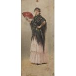 Spanish School, first quarter 20th C. A Spanish woman with a fan.