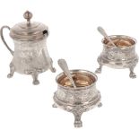 (5) piece condiment set silver.