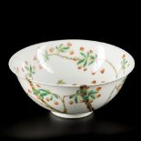 A porcelain bowl decorated with peaches, marked Daoguang, China, 20th century.