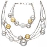 Set of a silver Italian design necklace and bracelet - 925/1000.