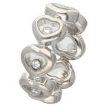 18K. White gold Chopard 'Happy Diamonds' heart-shaped alliance ring.