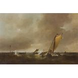 Frans J. van der Heide (Schiedam 1936 - ?), Shipping on a rough.