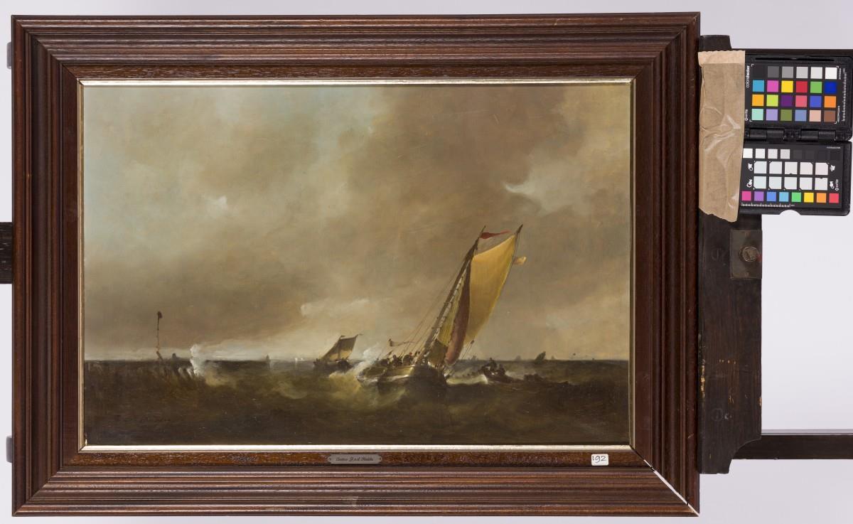 Frans J. van der Heide (Schiedam 1936 - ?), Shipping on a rough. - Image 2 of 4
