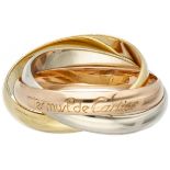 Les Must de Cartier classic 18K. tricolor gold 'Trinity' ring.