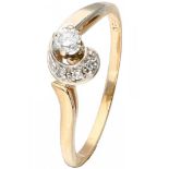 BLA 10K. bicolor gold ring set with approx. 0.14 ct. diamond.