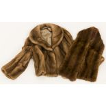 A lot comprised of (2) clothing pieces of fox fur, jacket and stola, 20th century.