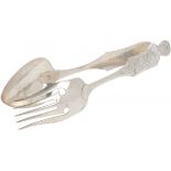 Salad servers silver.