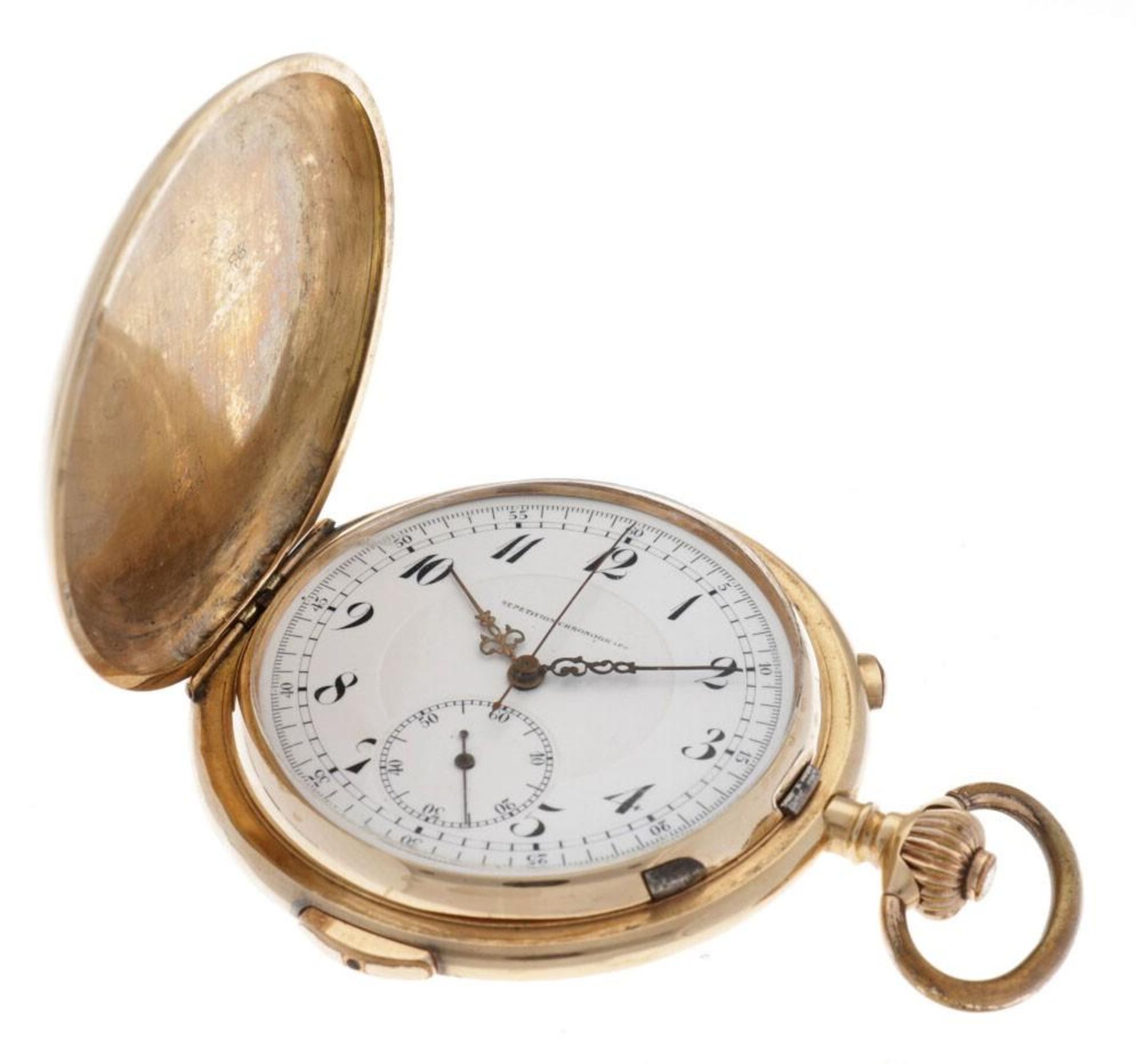 Golden Savonette Chronograph - Men's Pocket Watch - appr. 1889. - Bild 2 aus 7