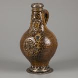 A bartmann/ 'Bartmann' stoneware jug with tiger salt glaze, (Cologne/ Frechen), Germany, 1st half 18