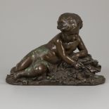 Bronze "Putto at the butterfly" N°2184, signed below "BARBIER", France, late 19th century.