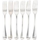 (6) piece set dinner forks (Rutgert Coenradi 1783-1811) silver.