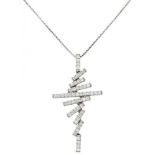 18K. White gold Damiani Italian design necklace set with approx. 1.10 ct. diamond.