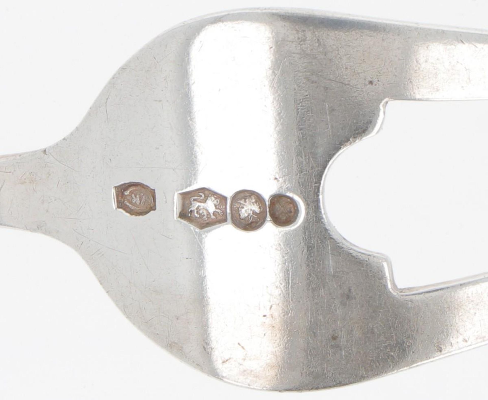 (2) piece set of cold meat forks "Dutch point fillet" silver. - Bild 3 aus 3