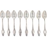 (8) piece set of dessert spoons silver.