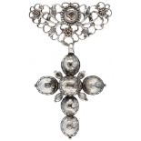 Georgian style silver cross-shaped pendant set with diamond - 925/1000.