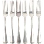 (6) piece set dinner forks "Haags Lofje" silver.