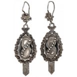 Silver antique earrings with cantille work and knot / cord decoration - 835/1000.