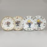 A lot of (4) earthenware plates with polychrome decor.