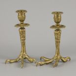 A set of (2) bronze claw shaped candlestick holders, England, last quarter 19th century.
