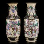 A set of (2) Nan King ware vases decorated with warriors, China, 2nd half 19th. C.