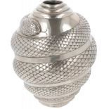Decorative vase with stylized snake silver.