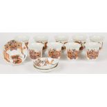 A lot of (13) eggshell porcelain cups and saucers, marked: Hirado, Japan, 1st quarter of the 20th ce
