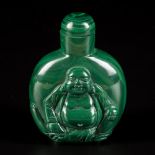 A malachite snuff bottle decorated with Buddha, China, 1st half 20th century.