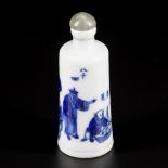 A porcelain snuff bottle decorated with street artists, marked Yongzheng, China, 19th century.