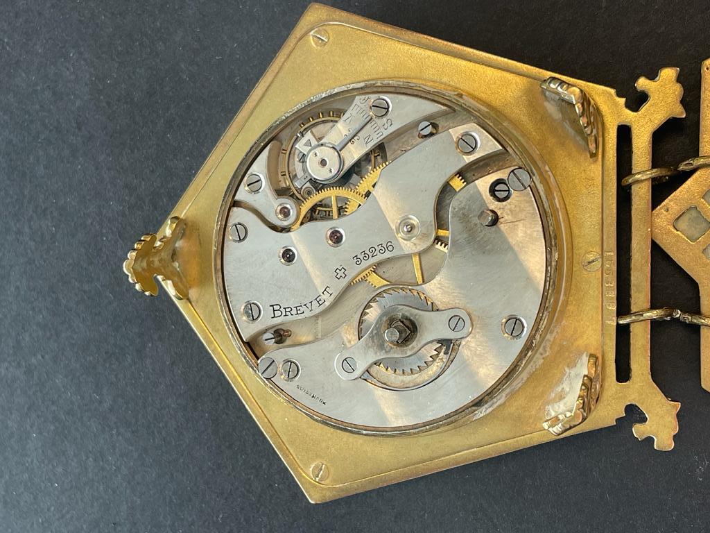 Mother of Pearl Table clock with Patek Philippe print, – Brevette movement – apprx. 1950. - Image 9 of 11