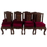 A set of (8) Balinese carved dining chairs, Indonesia, 20th century.