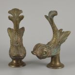 A set of (2) bronze water faucets in the shape of fish, France, ca. 1900.