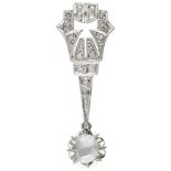 14K. White gold with Pt 900 platinum Art Deco pendant set with diamonds.