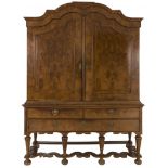 A burr-walnut veneered Dutch cabinet, ca. 1700.