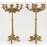 A set of (2) gold painted ZAMAC candelabra, France, ca. 1900.