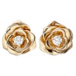 18K. Rose gold Piaget 'Rose' ear studs set with approx. 0.10 ct. diamond.