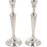 (2) piece set of table candlesticks silver.