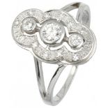 18K. White gold Art Deco princess ring set with approx. 0.24 ct. diamond.