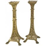 A lot of (2) brass candle holders, France, ca. 1900.