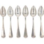 (6) piece set coffee spoons "Haags Lofje" silver.