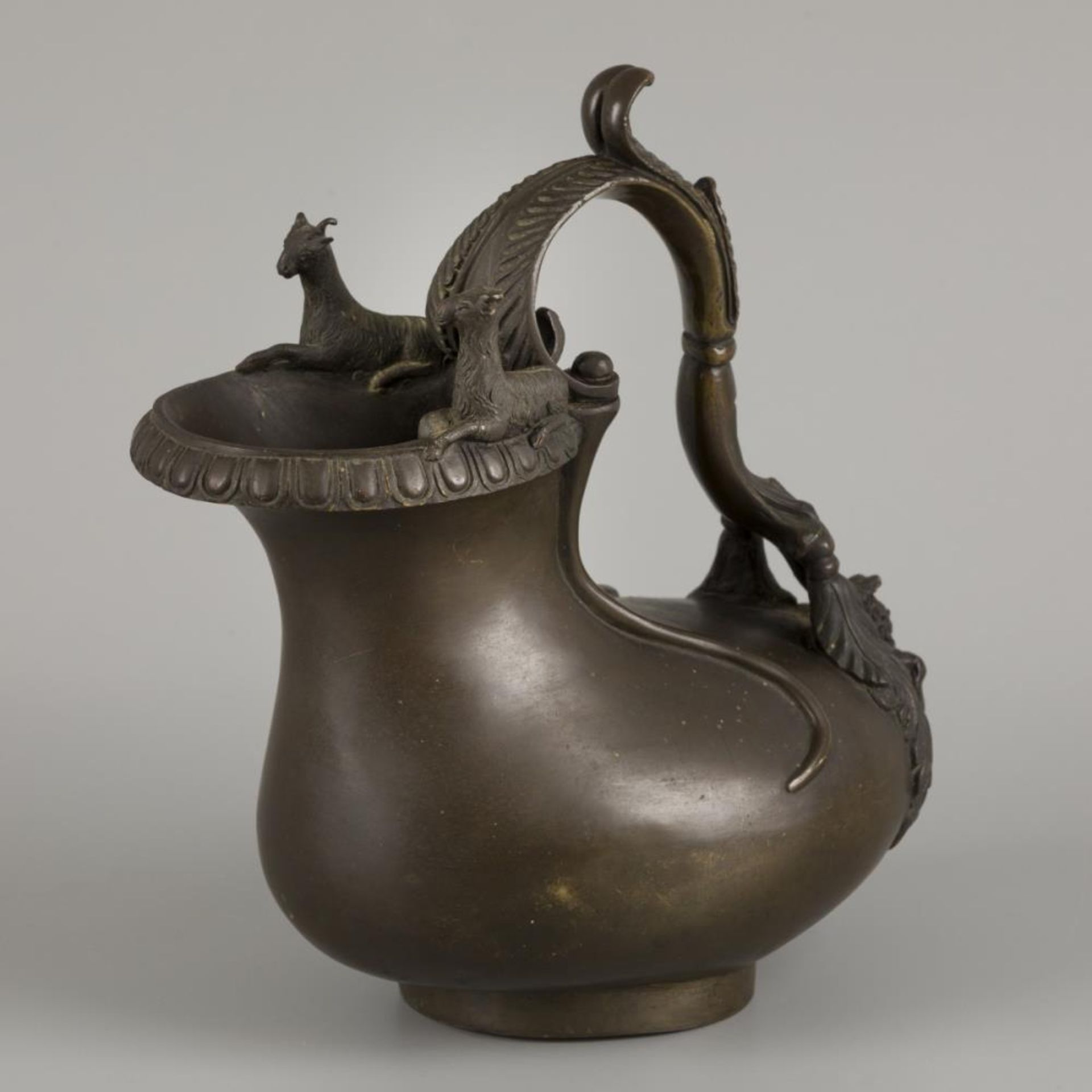 A Grand Tour souvenir bronze Askos jug, after earlier Roman example, Italy, ca. 1860.