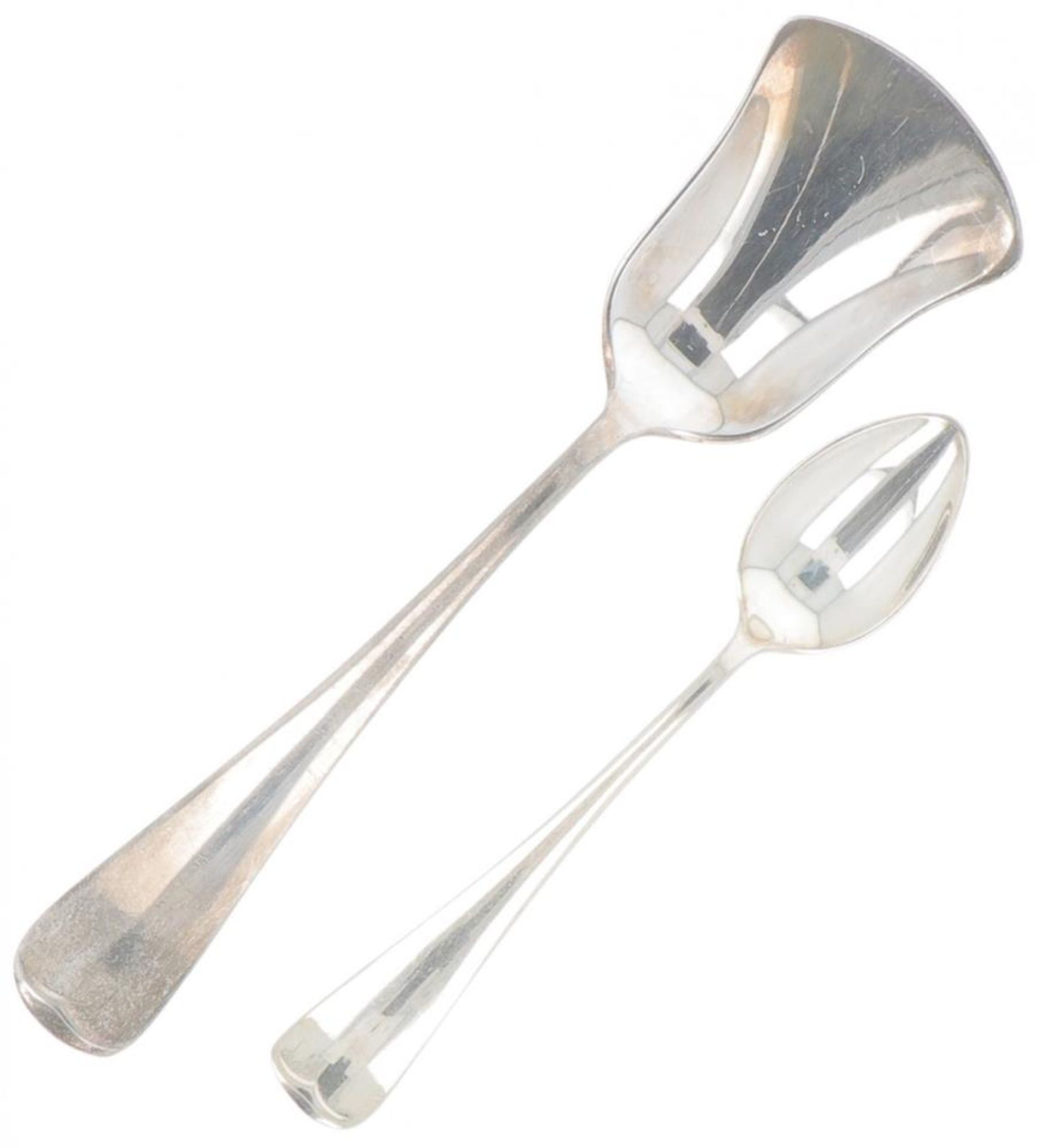(8) piece set of mocha spoons & sugar scoop "Haags Lofje" silver. - Image 2 of 4