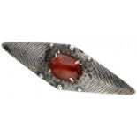 Silver Amsterdam School Art Deco brooch set with carnelian - 833/1000.