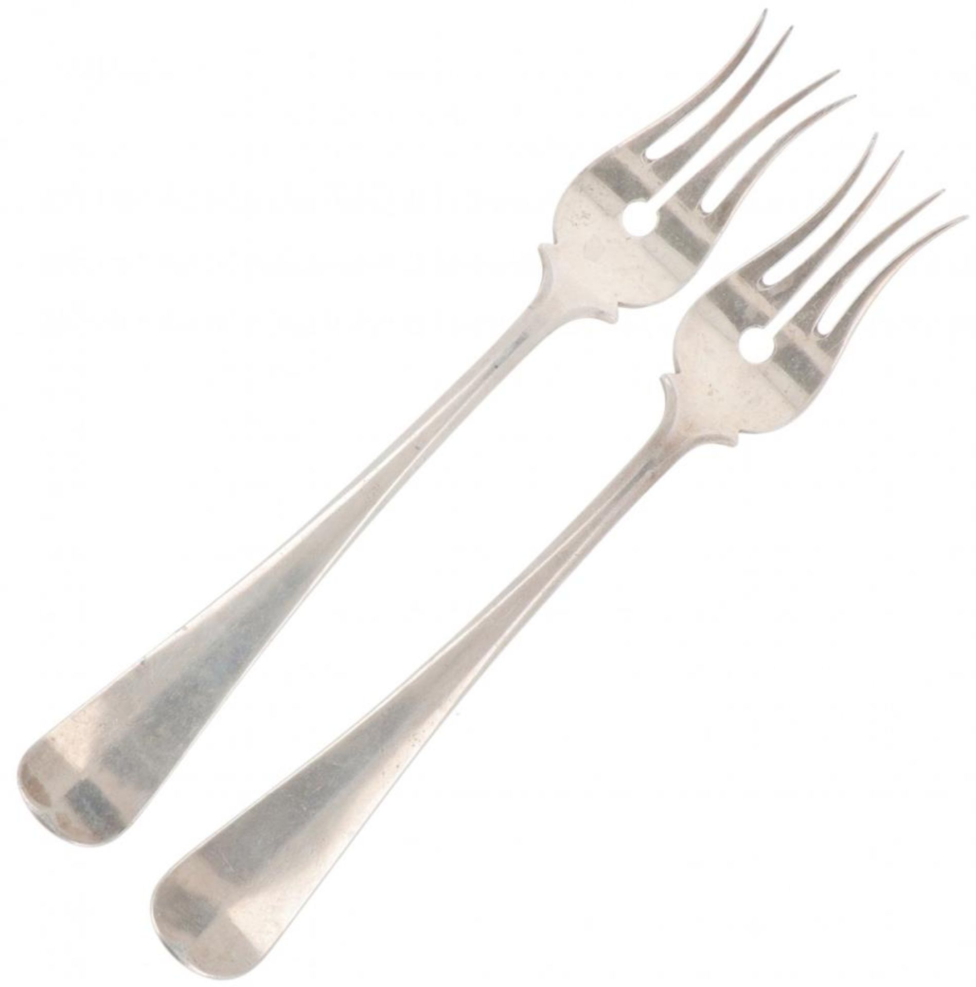 (2) piece set of cold meat forks "Haags Lofje" silver.