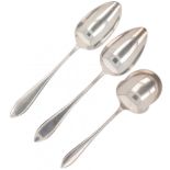 (3) piece set of ladles "Dutch point fillet" silver.