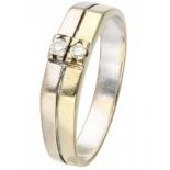 14K. Bicolor gold ring set with approx. 0.06 ct. diamond.