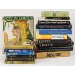 A lot of various books including books about Ancient Egypt, 20th century.