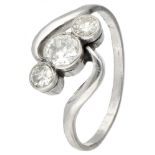 BLA 10K. White gold 3-stone ring set with approx. 0.72 ct. diamond.